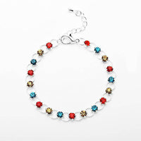 Cargar imagen en el visor de la galería, Glitzer Zirkonia Armband bunt Ringchen Brass Silber verstellbar Damen Armbänder - chic-net.de
