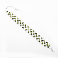 Cargar imagen en el visor de la galería, Glitzer Zirkonia Armband grün dreilagig Brass Silber verstellbar Damen Armbänder - chic-net.de
