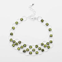 Load image into Gallery viewer, Glitzer Zirkonia Armband grün Mitte dreilagig Brass Silber verstellbar Damen Armbänder - chic-net.de

