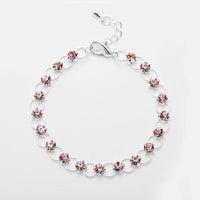 Cargar imagen en el visor de la galería, Glitzer Zirkonia Armband rosa Ringchen Brass Silber verstellbar Damen Armbänder - chic-net.de
