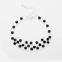 Load image into Gallery viewer, Glitzer Zirkonia Armband schwarz Mitte dreilagig Brass Silber verstellbar Damen Armbänder - chic-net.de
