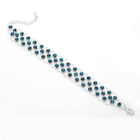 Load image into Gallery viewer, Glitzer Zirkonia Armband türkis dreilagig Brass Silber verstellbar Damen Armbänder - chic-net.de
