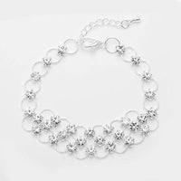 Load image into Gallery viewer, Glitzer Zirkonia Armband weiß Mitte dreilagig Brass Silber verstellbar Damen Armbänder - chic-net.de
