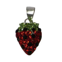 Cargar imagen en el visor de la galería, Glitzerkugel Anhänger rot schwarz Kristalle 16mm Ø erdbeerförmig 925er Sterlingsilber Damen - chic-net.de
