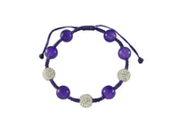 Cargar imagen en el visor de la galería, Glitzerkugel Armband Kristall weiß Amethyst lila Kugeln Perlen Damen Schmuck - chic-net.de

