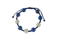Cargar imagen en el visor de la galería, Glitzerkugel Armband Kristall weiß Lapis blau Kugeln Perlen Damen Schmuck - chic-net.de
