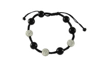 Cargar imagen en el visor de la galería, Glitzerkugel Armband Kristall weiß Onyx schwarz Kugeln Perlen Damen Schmuck - chic-net.de
