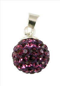 Cargar imagen en el visor de la galería, Glitzerkugel Burgundy dunkel lila 10 mm Kristall Silberanhänger Anhänger 925er Silber Damen Glitzer - chic-net.de
