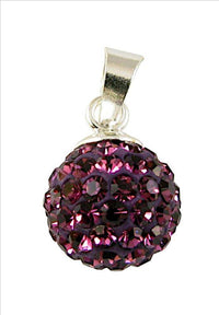 Cargar imagen en el visor de la galería, Glitzerkugel Burgundy dunkel lila 10 mm Kristall Silberanhänger Anhänger 925er Silber Damen Glitzer - chic-net.de
