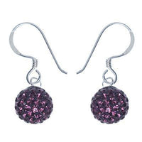 Load image into Gallery viewer, Glitzerkugel dunkel lila Burgundy 8 mm Kristall Ohrringe 925er Silber Damen Glitzer Schmuck Kugel - chic-net.de
