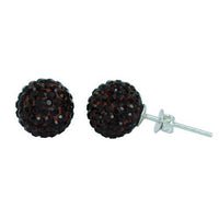 Load image into Gallery viewer, Glitzerkugel granat 8 mm Kristall Ohrstecker Ohrringe 925er Silber Damen Glitzer Schmuck - chic-net.de
