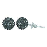 Load image into Gallery viewer, Glitzerkugel grau Black Diamond 8 mm Kristall Ohrstecker Ohrringe 925er Silber Damen Schmuck - chic-net.de
