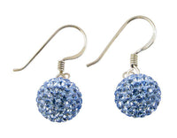 Load image into Gallery viewer, Glitzerkugel hellblau light safir 10 mm Kristall Ohrringe 925er Silber Damen Glitzer Schmuck Kugel - chic-net.de
