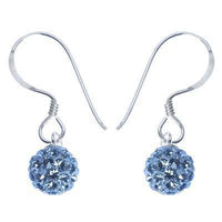 Load image into Gallery viewer, Glitzerkugel hellblau light safir 6 mm Kristall Ohrringe 925er Silber Damen Glitzer Schmuck Kugel - chic-net.de
