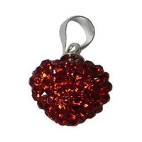 Load image into Gallery viewer, Glitzerkugel herzförmig rot Damen Anhänger Kristalle ca. 18mm Ø Fassung 925er Sterlingsilber - chic-net.de
