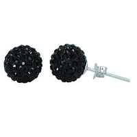 Load image into Gallery viewer, Glitzerkugel jet schwarz 10 mm Kristall Ohrstecker Ohrringe 925er Silber Damen Glitzer Schmuck - chic-net.de
