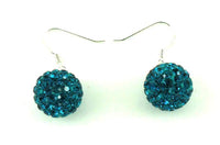 Cargar imagen en el visor de la galería, Glitzerkugel Kristall türkis 8 mm Ohrringe 925er Silber Glitzer Schmuck Kugel - chic-net.de

