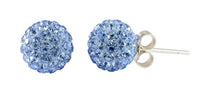 Load image into Gallery viewer, Glitzerkugel light safir hell blau 8 mm Kristall Ohrstecker Ohrringe 925er Silber Glitzer Schmuck - chic-net.de
