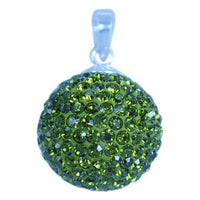 Cargar imagen en el visor de la galería, Glitzerkugel oliv grün 14 mm Kristall Silberanhänger Anhänger 925er Silber Damen Glitzer Schmuck - chic-net.de
