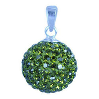 Cargar imagen en el visor de la galería, Glitzerkugel oliv grün 8 mm Kristall Silberanhänger Anhänger 925er Silber Damen Glitzer Schmuck - chic-net.de

