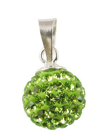 Load image into Gallery viewer, Glitzerkugel Peridot hell grün 12 mm Kristall Silberanhänger Anhänger 925er Silber Damen Glitzer - chic-net.de
