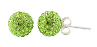 Load image into Gallery viewer, Glitzerkugel Peridot hell grün 8 mm Kristall Ohrstecker Ohrringe 925er Silber Damen Schmuck - chic-net.de
