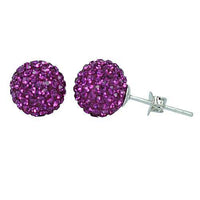 Load image into Gallery viewer, Glitzerkugel pink magenta 10 mm Kristall Ohrstecker Ohrringe 925er Silber Damen Glitzer Schmuck - chic-net.de
