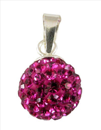 Cargar imagen en el visor de la galería, Glitzerkugel pink magenta 10 mm Kristall Silberanhänger Anhänger 925er Silber Damen Glitzer Schmuck - chic-net.de
