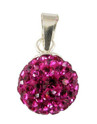 Load image into Gallery viewer, Glitzerkugel pink magenta 12 mm Kristall Silberanhänger Anhänger 925er Silber Damen Glitzer Schmuck - chic-net.de
