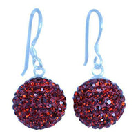 Load image into Gallery viewer, Glitzerkugel rot Light-Siam 12 mm Kristall Silberohrringe Ohrringe 925er Silber Damen Glitzer Kugel - chic-net.de
