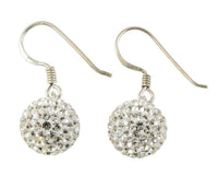 Load image into Gallery viewer, Glitzerkugel weiß 10 mm Kristall Ohrringe Ohrhänger 925er Silber Damen Glitzer Schmuck Kugel - chic-net.de
