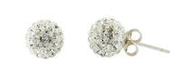 Load image into Gallery viewer, Glitzerkugel weiß 6 mm Kristall Ohrstecker 925er Silber Damen Glitzer Schmuck - chic-net.de
