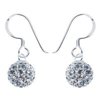 Cargar imagen en el visor de la galería, Glitzerkugel weiß bunt schillernd 10 mm Kristall Ohrringe 925er Silber Damen Glitzer Schmuck - chic-net.de
