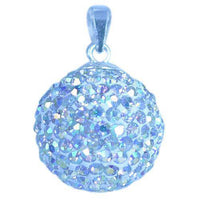 Cargar imagen en el visor de la galería, Glitzerkugel weiß bunt schillernd 14 mm Kristall Silberanhänger Anhänger 925er Silber Damen Glitzer - chic-net.de
