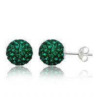 Cargar imagen en el visor de la galería, Glitzerschmuckset Emerald dunkel grün Kristall Glitzerkugel Anhänger Ohrstecker Zirkonia Silber - chic-net.de
