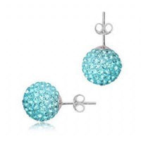 Load image into Gallery viewer, Glitzerschmuckset hell blau Kristall Glitzerkugel Anhänger Ohrstecker Zirkonia 925 Silber Damen - chic-net.de
