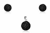 Load image into Gallery viewer, Glitzerschmuckset jet schwarz Kristall Glitzerkugel Anhänger Ohrstecker Zirkonia 925 Silber Damen - chic-net.de
