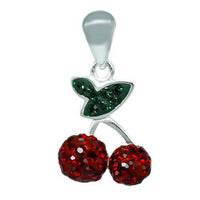 Cargar imagen en el visor de la galería, Glitzerschmuckset Kristall Zirkonia Kirsche rot grün Anhänger Ohrstecker 925er Silber Damen Schmuck - chic-net.de

