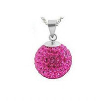 Load image into Gallery viewer, Glitzerschmuckset rosa Kristall Glitzerkugel Anhänger Ohrstecker Zirkonia 925 Silber Damen - chic-net.de
