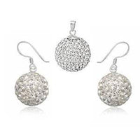 Load image into Gallery viewer, Glitzerschmuckset weiß Kristall Glitzerkugel Anhänger Ohrringe Zirkonia 925er Silber Damen Schmuck - chic-net.de
