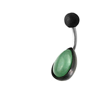 Cargar imagen en el visor de la galería, Bauchnabel Piercing Edelstahl Holz Stein Tropfen Träne - chic-net.de
