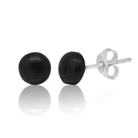 Load image into Gallery viewer, Halbkugel Ohrstecker schwarz Onyx gewölbt 925er Sterling Silber Glanz Silberohrstecker - chic-net.de
