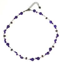 Load image into Gallery viewer, Halskette Glas Perlen Perlmutt Scheiben Glitzer lila 42-48cm - chic-net.de
