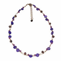 Load image into Gallery viewer, Halskette Glas Perlen Perlmutt Scheiben Glitzer lila 42-48cm - chic-net.de
