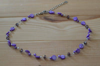 Load image into Gallery viewer, Halskette Glas Perlen Perlmutt Scheiben Glitzer lila 42-48cm - chic-net.de
