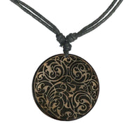 Load image into Gallery viewer, Halskette Holz verstellbar Anhänger rund Ranken - chic-net.de
