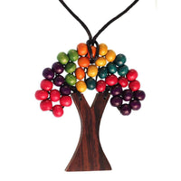Load image into Gallery viewer, Halskette Holzperlen Holz Baum des Lebens verstellbar Baumwolle bunt 85 mm - chic-net.de
