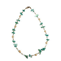 Cargar imagen en el visor de la galería, Halskette Perlmutt Splitter türkis Perlen weiß 42 cm - chic-net.de
