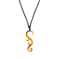 Cargar imagen en el visor de la galería, Halskette Perlmutt verstellbar Baumwolle Muschel Kette handgeschnitzt Türkis Stein Tomoe - chic-net.de
