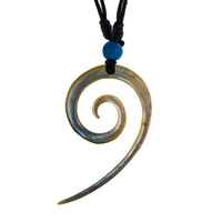 Cargar imagen en el visor de la galería, Halskette Perlmutt verstellbar Baumwolle Muschel Kette handgeschnitzt Türkis Stein Tomoe - chic-net.de
